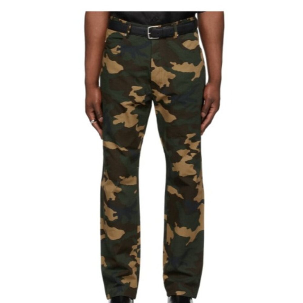 LU'U DAN Camoflage print cotton cordura Straight-Leg Jeans sz 52 green NWOT $335